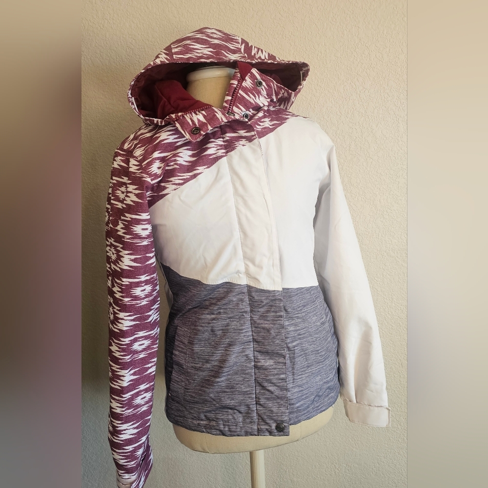 APERTURE 10,000mm Waterproof Ski/Snowboard Winter Jacket Burgundy/white/grey XS